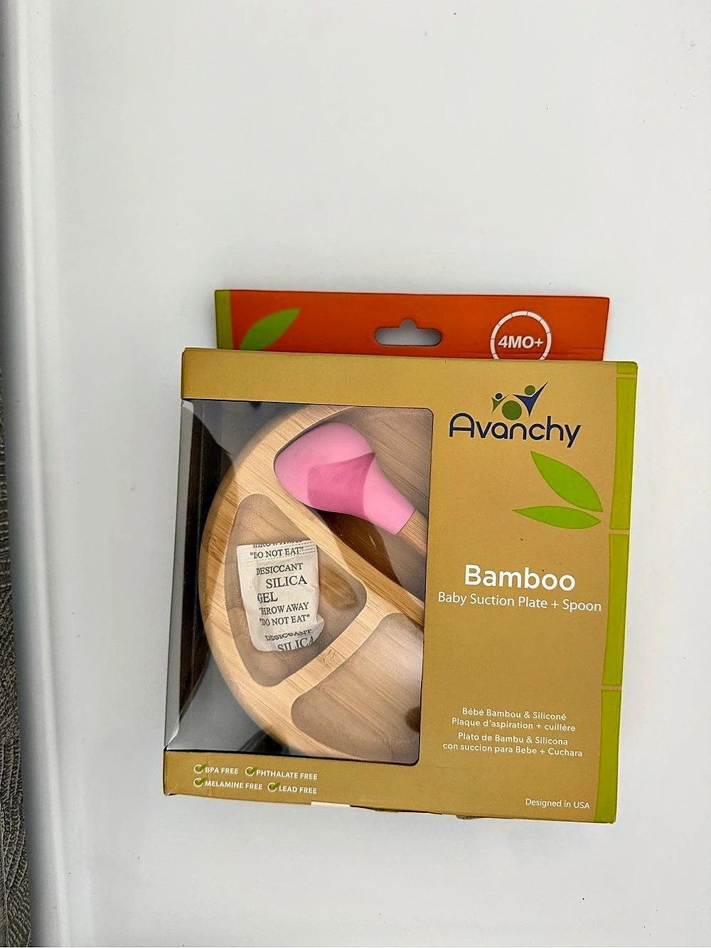 Avanchy Bamboo Baby Suction Plate + Spoon NWT